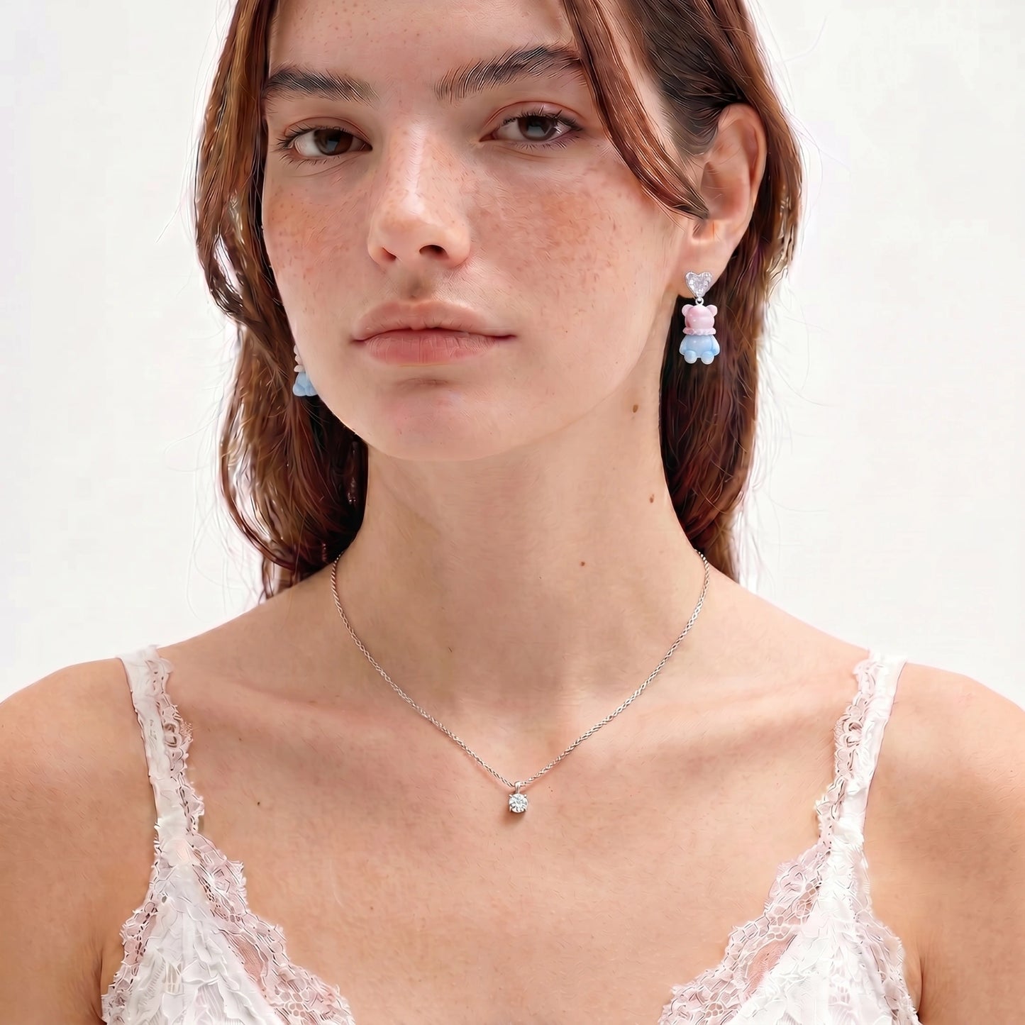 Crystal Teddy Bear Drop Earrings