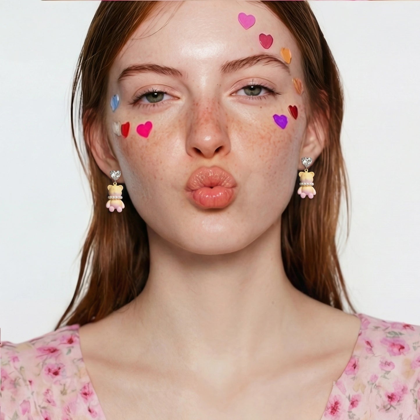 Kawaii Bear Heart Earrings - ELLIVERSE
