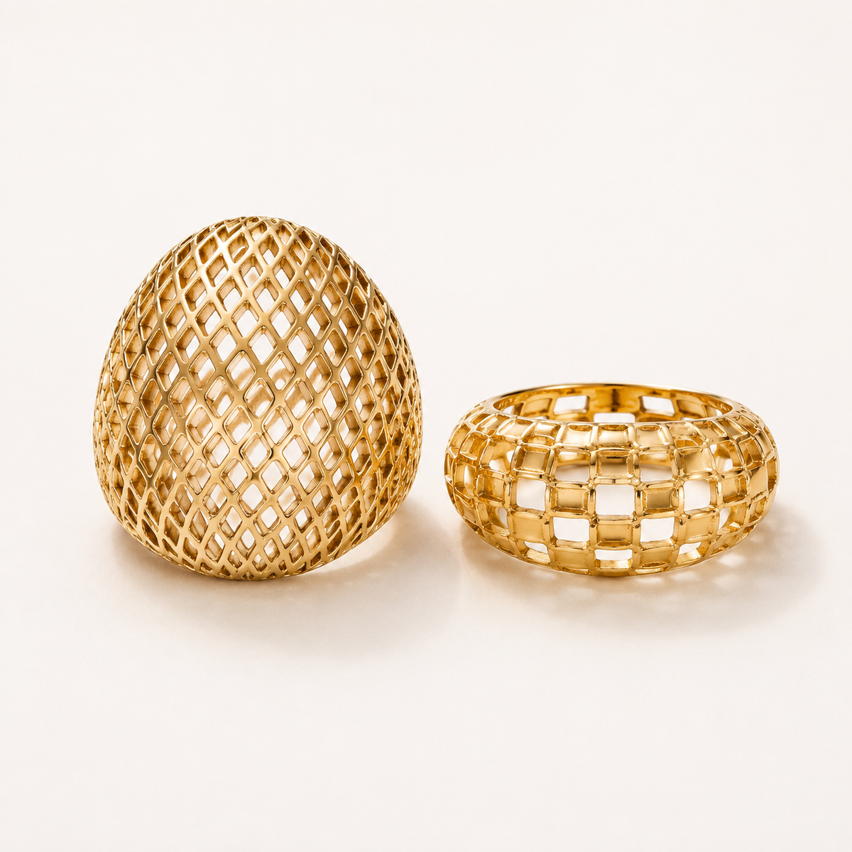 Openwork Dome Ring in luxury ivory studio setting