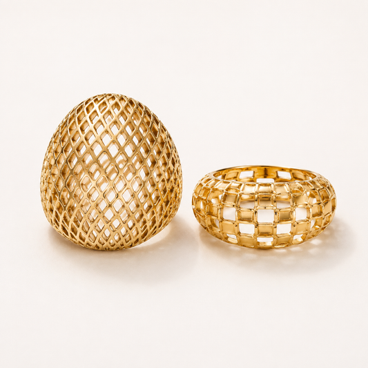 Openwork Dome Ring in luxury ivory studio setting